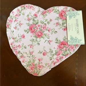 Shabby Chic Floral Heart Placemat - Pink and Green